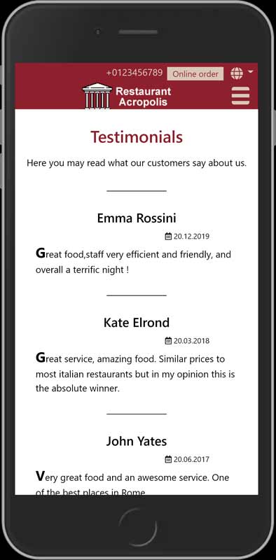 Website for Restaurant